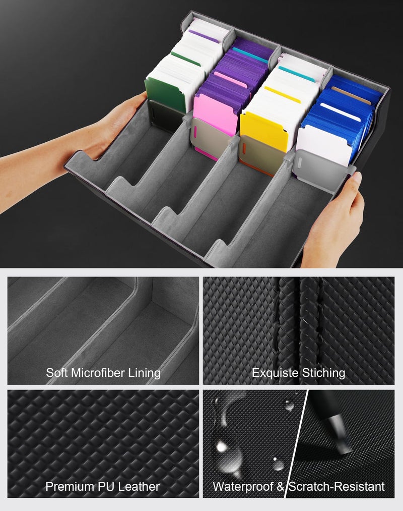 ZLCA Card Storage Box for MTG PTCG  Commander Deck Box Holds 2400+ Cards  Card Storage Case with 4 Stoppers  Card Organizer for TCG Sport Cards(Black) - Image 4